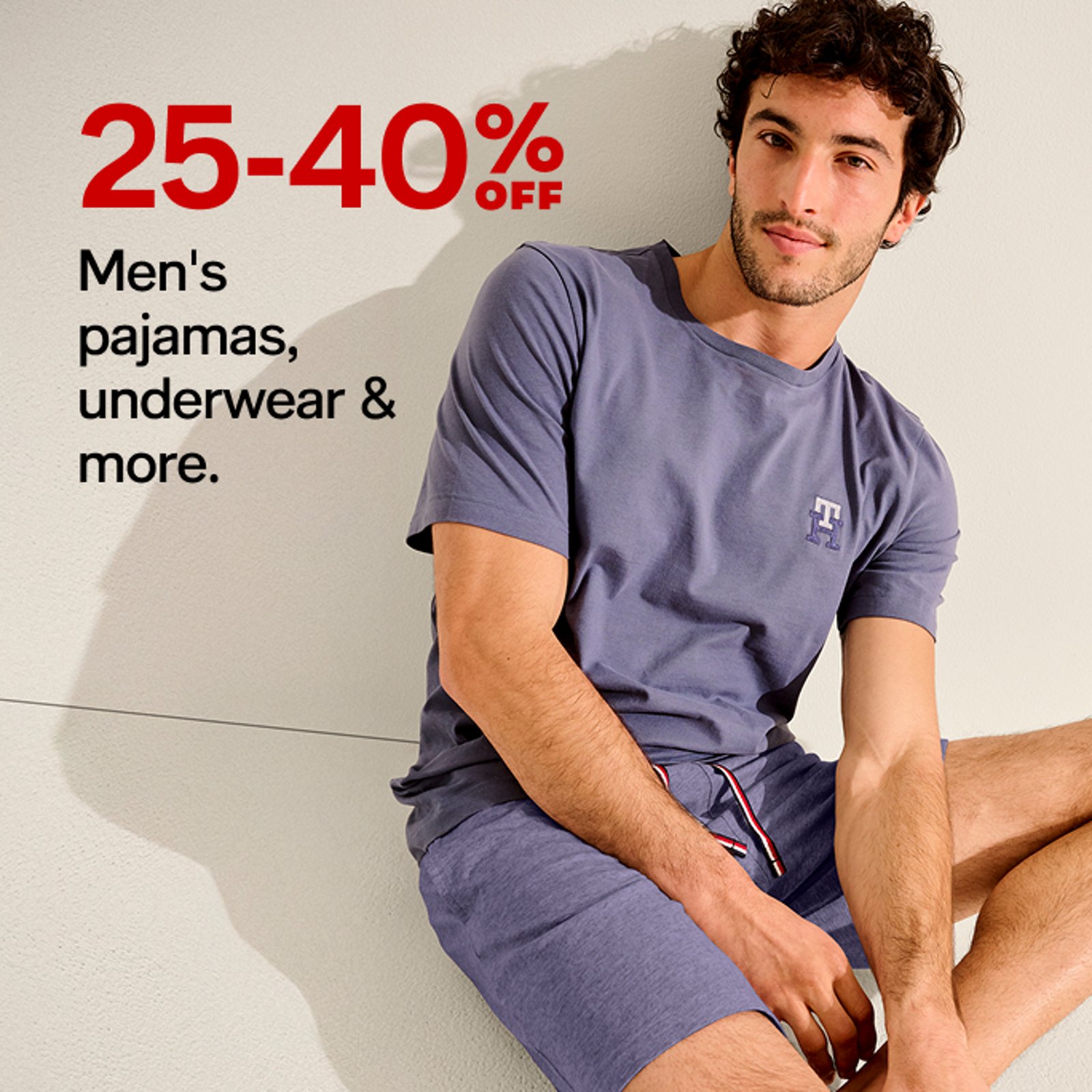 25-40% off Men's pajamas, underwear & more