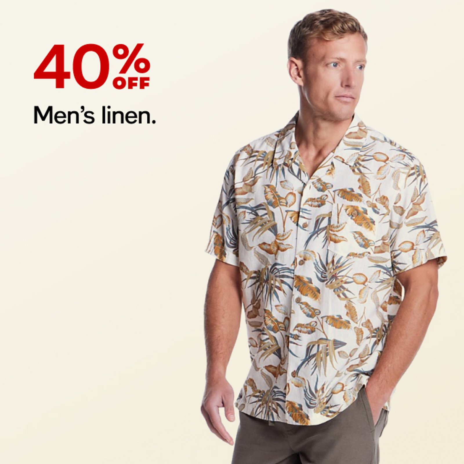 40% off Men's linen