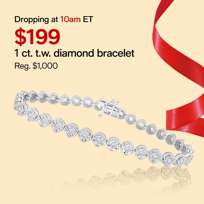 Dropping at 10am ET $199 1 ct. t.w. diamond bracelet Reg. $1,000